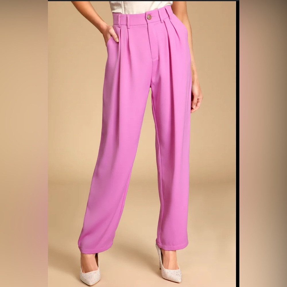 Lulus Sophisticated Take Pink High-Waisted Trouser Pants